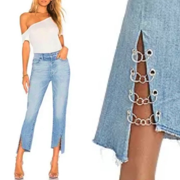 7 For All Mankind Edie Ring-Detail Straight Jeans - Picture 1 of 9
